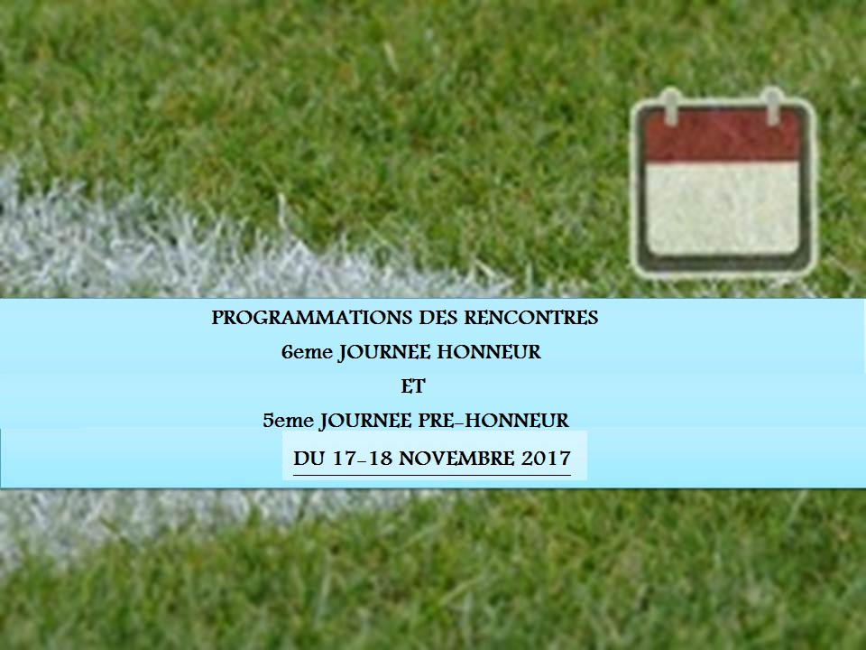 programmations des rencontres senior journée du 17-18 novembre 2017
