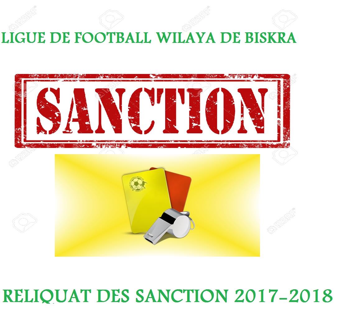 LES RELIQUATS DE SANCTION A PURGER POUR LA SAISON 2018/2019